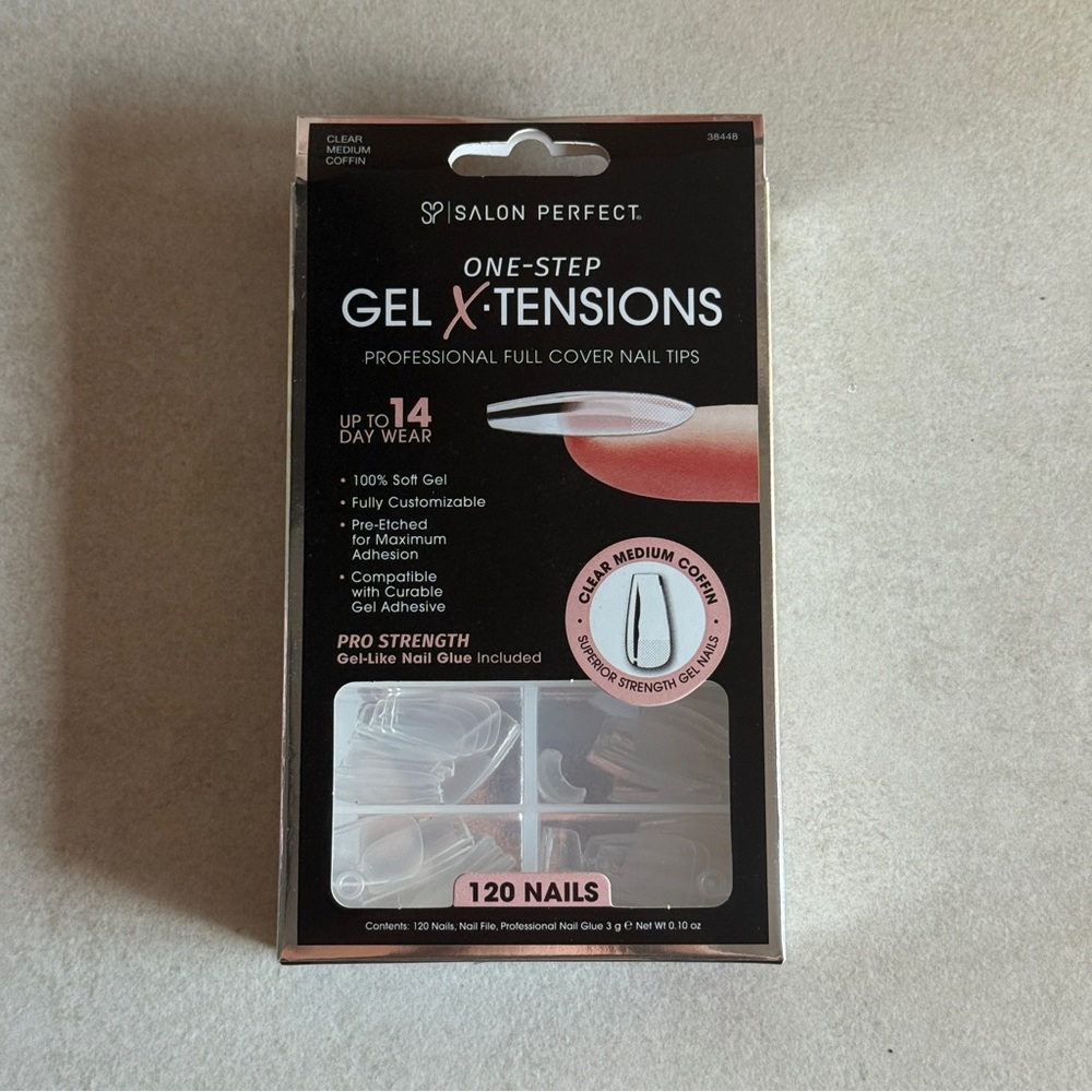 Salon Perfect One-Step Gel X-Tensions Clear Medium Coffin Nail Tips